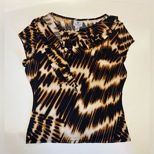 Worthington gold and black ruffle top Size: PM